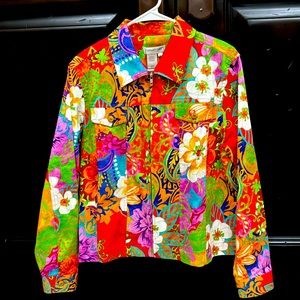 Cold creek floral pattern zip up jacket